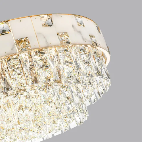 Люстра подвесная Chessi 5076/12 Odeon Light прозрачная белая на 12 ламп, основание золотое в стиле современный  фото 4
