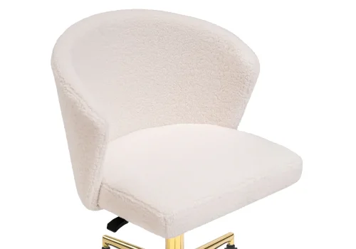 Компьютерное кресло Lika white teddy 15528 Woodville, белый/букле, ножки/металл/золотой, размеры - *880***580*540 фото 5