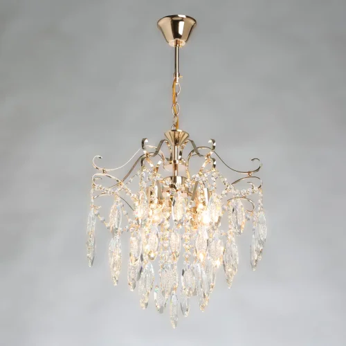 Люстра подвесная Бриз 111015204 DeMarkt прозрачная на 4 лампы, основание золотое в стиле классический  фото 2
