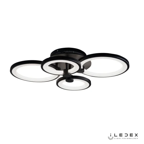 Люстра потолочная LED с пультом Ring A001/4 BK iLedex чёрная на 1 лампу, основание чёрное в стиле современный хай-тек с пультом кольца