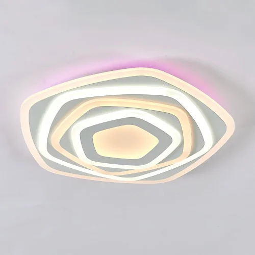 Люстра потолочная LED с пультом Триест Смарт CL737A54E Citilux белая на 1 лампа, основание белое в стиле современный хай-тек с пультом яндекс алиса голосовое управление фото 2