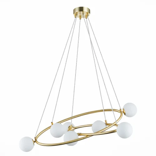 Люстра подвесная Rialto SL1508.203.07 ST-Luce белая на 7 ламп, основание золотое в стиле современный шар фото 2