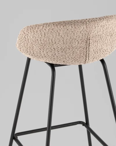Стул барный Nita, букле кофейный УТ000040262 Stool Group, бежевый коричневый/букле, ножки/металл/чёрный, размеры - ***** фото 3