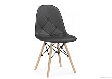Деревянный стул Kvadro 1 gray / wood 15734 Woodville, серый/экокожа, ножки/дерево массив бука/натуральный, размеры - ****440*510