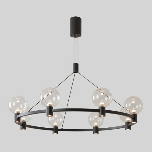 Люстра подвесная ЛЕД DUET SP56W LED BLACK Crystal Lux прозрачная на 1 лампу, основание чёрное в стиле минимализм фото 3