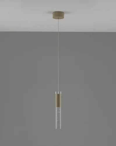 Светильник подвесной LED Ran V10897-PL Moderli бежевый прозрачный 1 лампа, основание бежевое в стиле современный трубочки фото 2