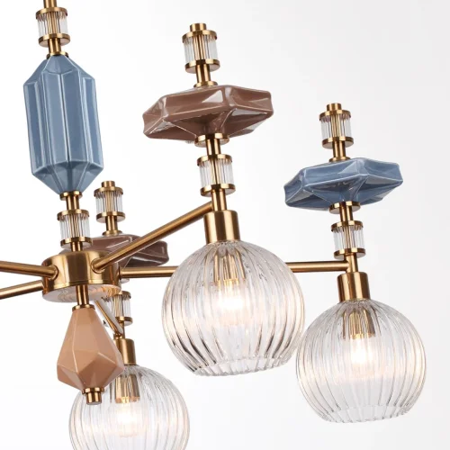 Люстра на штанге Terra 5414/5 Odeon Light прозрачная на 5 ламп, основание античное бронза латунь в стиле классический современный фото 5