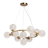 Люстра подвесная Оливия 306015311 DeMarkt белая на 11 ламп, основание латунь в стиле современный молекула шар