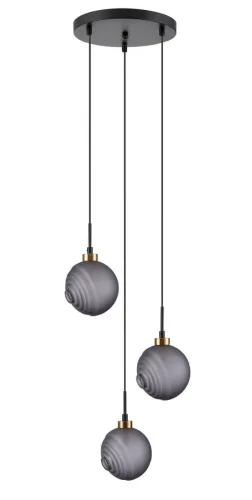 Светильник подвесной Capriccio VL5882P03 Vele Luce чёрный серый на 3 лампы, основание чёрное в стиле современный каскад шар фото 2