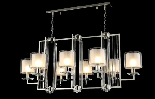 Люстра подвесная NICOLAS SP8 L1000 NICKEL/WHITE Crystal Lux белая на 8 ламп, основание никель в стиле современный фото 2