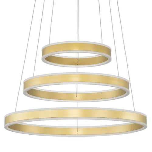 Люстра подвесная LED с пультом Дуэт CL719652 Citilux золотая на 1 лампа, основание золотое в стиле современный хай-тек кольца с пультом фото 6