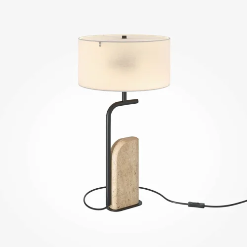 Настольная лампа Glamping MOD437TL-02B Maytoni белая на 2 лампы, основание бежевое чёрное камень металл в стиле современный кантри фото 2