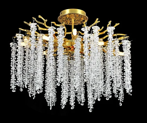 Люстра потолочная Шанти 07871-60PD,33 Kink Light прозрачная на 8 ламп, основание золотое в стиле флористика современный ветви
