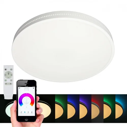 Светильник потолочный LED RGB с пультом Melofon OML-47327-48 Omnilux белый на 1 лампу, основание белое в стиле современный хай-тек с пультом