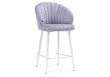 Полубарный стул Бэнбу velutto 49 / белый 499986 Woodville, серый/велюр, ножки/металл/белый, размеры - ****550*560