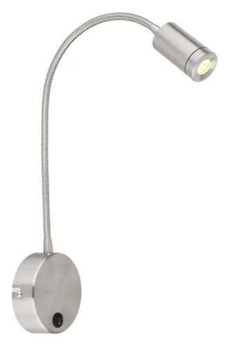 Бра с выключателем LED Milly 57311N Globo матовый никель на 1 лампа, основание матовое никель в стиле минимализм современный для чтения гибкая ножка