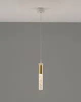 Светильник подвесной LED Ran V10896-PL Moderli прозрачный золотой 1 лампа, основание белое в стиле современный трубочки