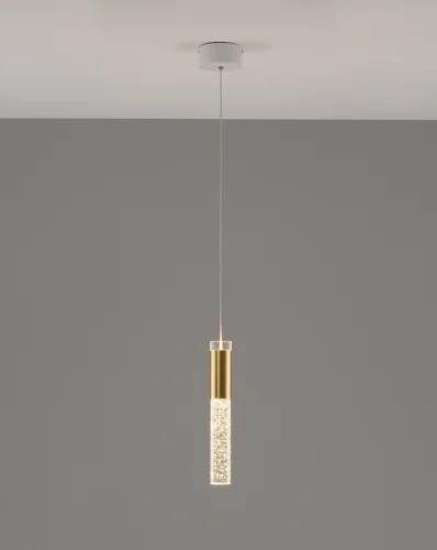 Светильник подвесной LED Ran V10896-PL Moderli прозрачный золотой 1 лампа, основание белое в стиле современный трубочки