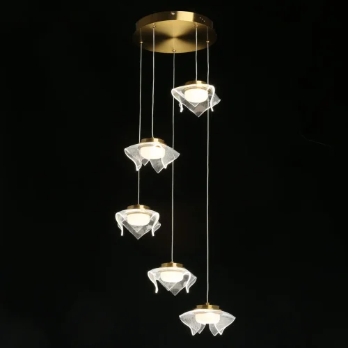 Светильник подвесной LED Ауксис 722012205 DeMarkt прозрачный 5 ламп, основание бронзовое в стиле современный флористика каскад фото 2