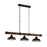 Светильник подвесной лофт Oldbury 49685 Eglo чёрный 3 лампы, основание коричневое чёрное в стиле лофт 