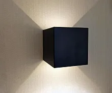Настенный светильник LED Куб 08585,19(3000K) Kink Light уличный IP65 чёрный 2 лампы, плафон чёрный в стиле модерн LED