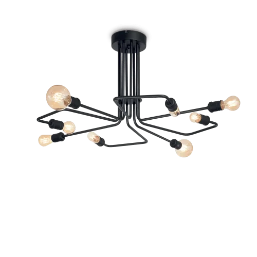 Люстра потолочная TRIUMPH PL8 NERO Ideal Lux без плафона на 8 ламп, основание чёрное в стиле современный 
