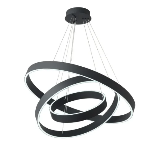 Люстра подвесная ЛЕД с пультом TRON SP158W LED BLACK Crystal Lux белая на 1 лампу, основание чёрное в стиле минимализм кольца с пультом фото 4