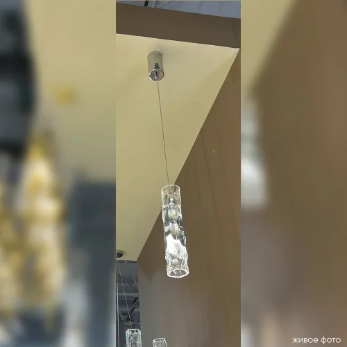Светильник подвесной PRIMAVERA SP1 CHROME Crystal Lux прозрачный на 1 лампу, основание хром в стиле современный фото 3
