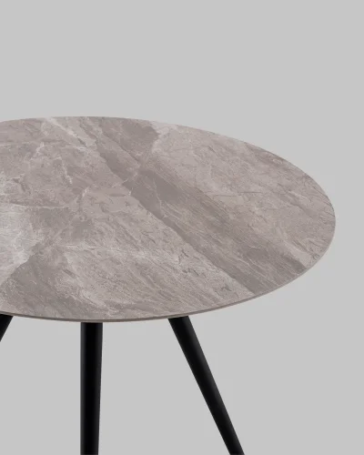 Стол Ники круглый, столешница керамика, Italian light grey 900 УТ000041257 Stool Group столешница серая из керамика фото 3