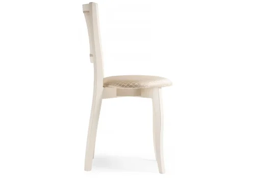 Деревянный стул Валери молочный / ромб 450679 Woodville, бежевый/ткань, ножки/дерево/молочный, размеры - ****400*480 фото 3