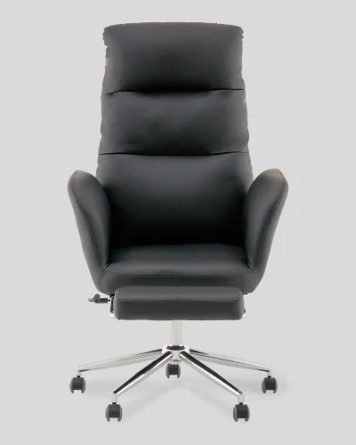 Кресло руководителя TopChairs Solid с оттоманкой, черный УТ000040808 Stool Group, чёрный/экокожа, ножки/металл/хром, размеры - 1200*1280**** фото 3