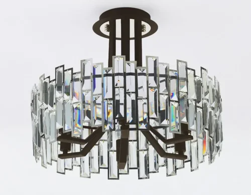 Люстра потолочная Traditional TR5052 Ambrella light прозрачная на 6 ламп, основание чёрное в стиле арт-деко  фото 3
