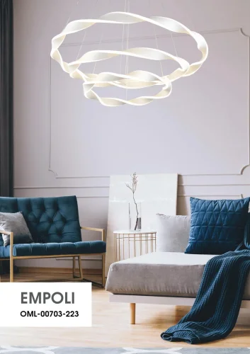 Люстра подвесная LED Empoli OML-00703-223 Omnilux белая на 1 лампа, основание белое в стиле хай-тек кольца квадраты фото 2