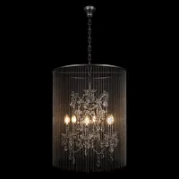 Люстра подвесная Vaille Crystal 10450/500 LOFT IT графит на 6 ламп, основание графит в стиле арт-деко цепочки