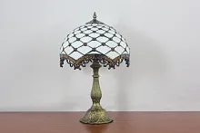 Настольная лампа Тиффани European OFT803 Tiffany Lighting разноцветная коричневая белая 1 лампа, основание коричневое металл в стиле тиффани орнамент