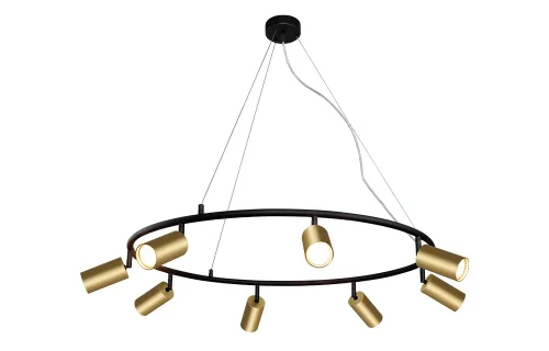 Светильник подвесной CLT 015C8 D800 BL-GO Crystal Lux золотой 8 ламп, основание чёрное в стиле современный 