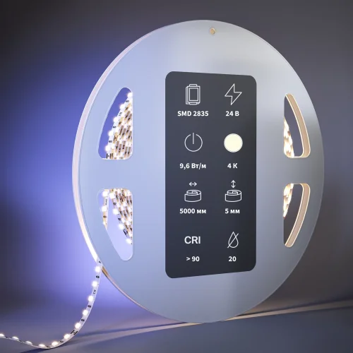 Светодиодная лента 24В 2835 9,6Вт/м 4000К 5м IP 20 201110 Maytoni цвет LED нейтральный белый 4000K, световой поток 1010Lm фото 3