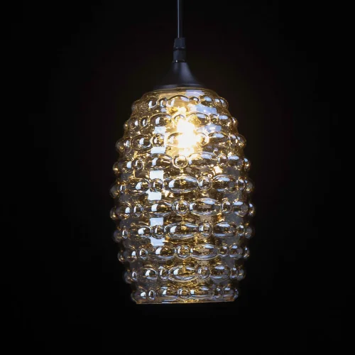 Светильник подвесной Соло 112010901 DeMarkt янтарный 1 лампа, основание чёрное в стиле современный  фото 4