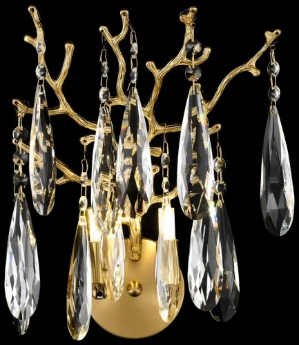 Бра 186-501-02 Velante прозрачный на 2 лампы, основание бронзовое в стиле флористика современный ветви