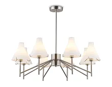 Люстра на штанге LH57125 Ambrella light белая на 8 ламп, основание никель в стиле классический 