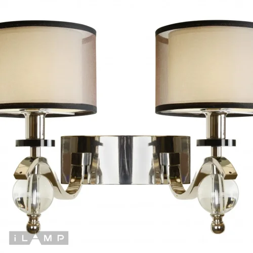 Бра Malibu W2335-2 nic iLamp коричневый на 2 лампы, основание хром в стиле современный фото 3