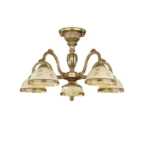 Люстра потолочная  PL 6328/5 Reccagni Angelo жёлтая на 5 ламп, основание золотое в стиле классический 