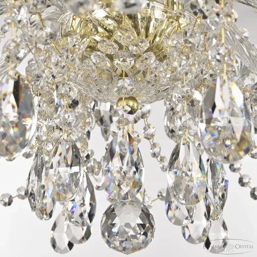 Люстра подвесная 107/10/200 G Bohemia Ivele Crystal без плафона на 10 ламп, основание прозрачное золотое в стиле классический sp фото 5