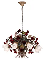 Люстра подвесная Fiori di rose 1760.8 Lucia Tucci белая на 8 ламп, основание разноцветное золотое в стиле прованс флористика 