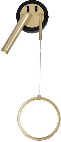 Бра с выключателем LED Farce 4174-2W F-promo матовый золото на 1 лампа, основание чёрное в стиле современный для чтения