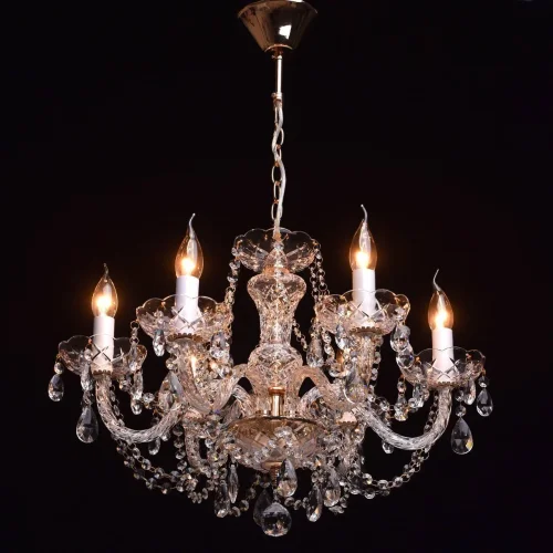 Люстра подвесная хрустальная Каролина 367012606 MW-Light без плафона на 6 ламп, основание золотое в стиле классический  фото 3