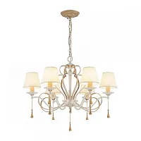 Люстра подвесная Silena 2635-6P Favourite белая на 6 ламп, основание золотое в стиле классический прованс 