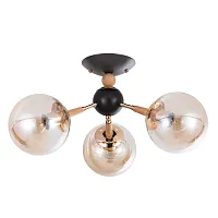 Люстра потолочная Boston A4485PL-3BK Arte Lamp янтарная на 3 лампы, основание чёрное в стиле лофт современный 