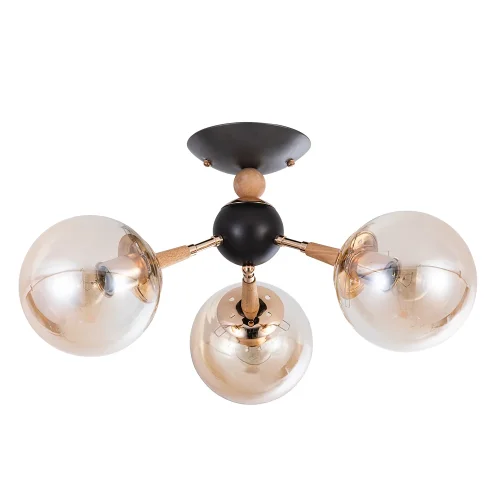 Люстра потолочная Boston A4485PL-3BK Arte Lamp янтарная на 3 лампы, основание чёрное в стиле лофт современный 