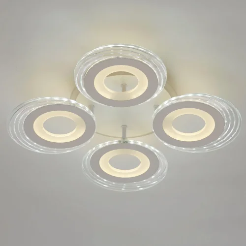 Люстра потолочная LED с пультом Мадлен 424013605 DeMarkt белая на 1 лампа, основание белое в стиле хай-тек с пультом кольца фото 5